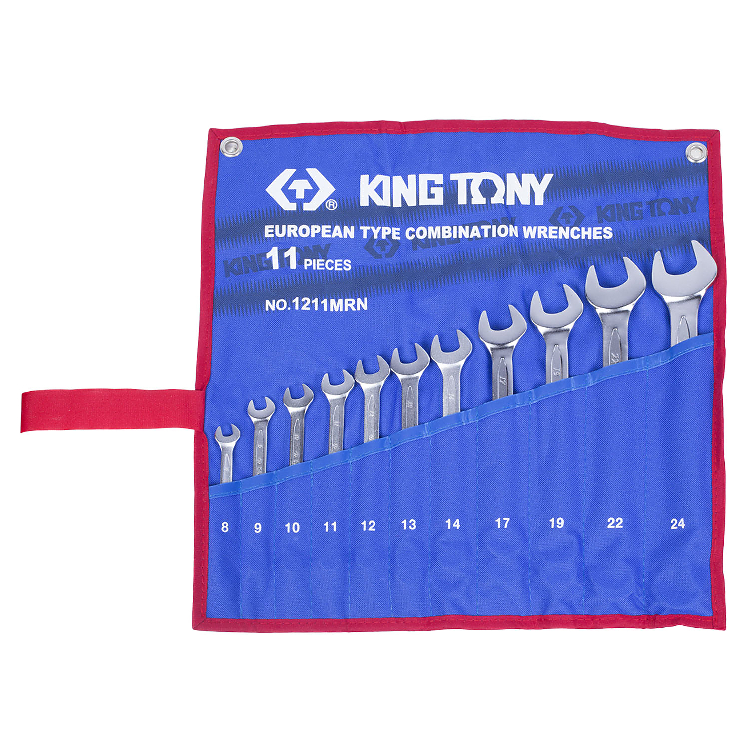 1211MRN KING TONY Набор комбинированных ключей, 8-24 мм, чехол из теторона, 11 предметов