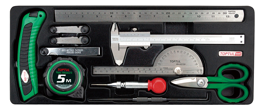 Набор инструментов для измерения, маркировки, резки, 11 предметов в ложементе TOPTUL GCAT1101