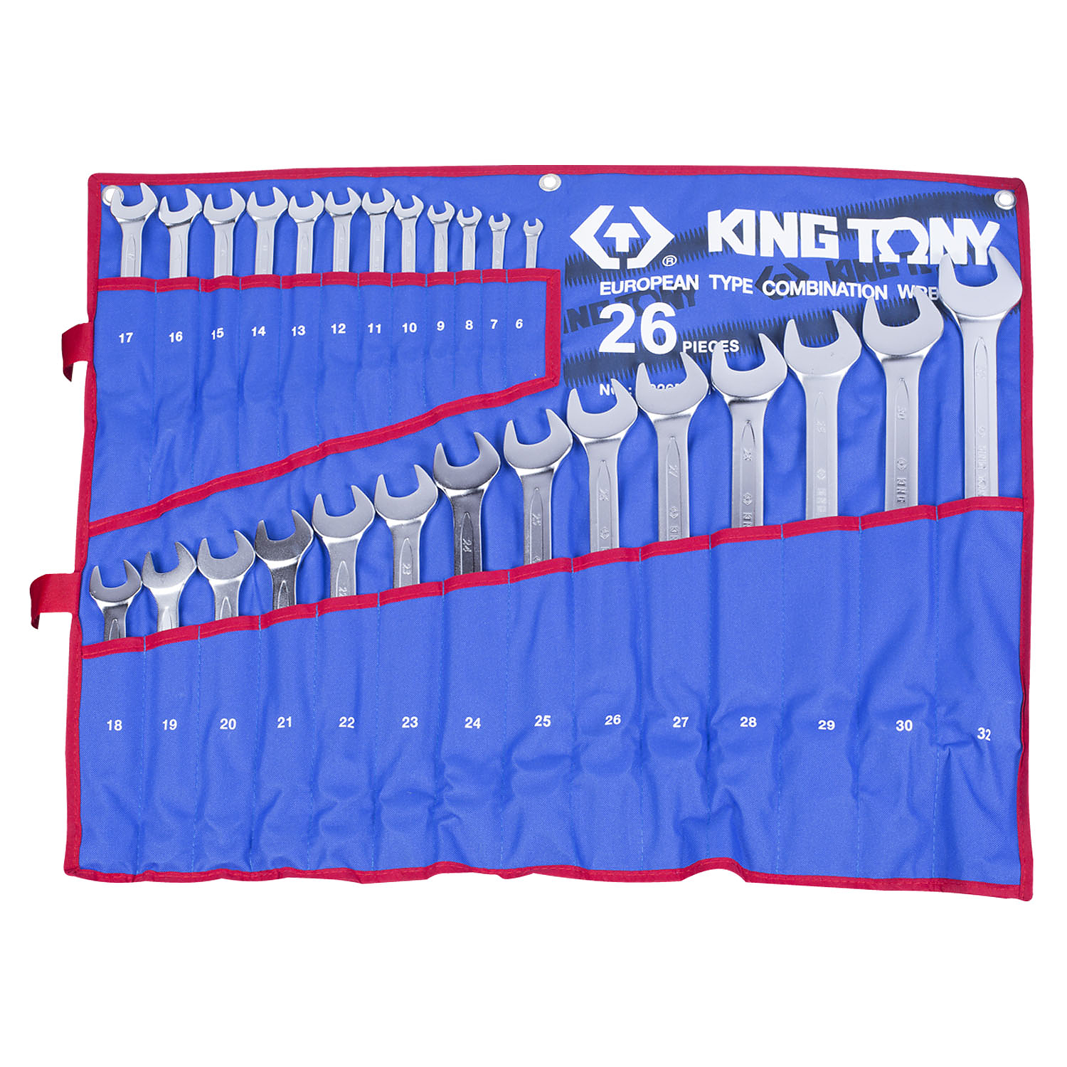 1226MRN KING TONY Набор комбинированных ключей, 6-32 мм чехол из теторона, 26 предметов
