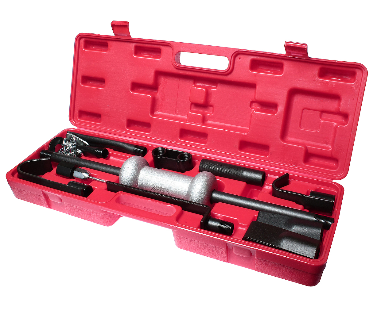JTC-YC900 Набор инструментов для кузовных работ (молоток, крюки, цепь) в кейсе 9 предметов JTC