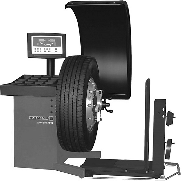 Балансировочный станок (стенд) для колес грузовых автомобилей Hofmann Geodyna 980L LIFT. Цвет серый RAL 7040.