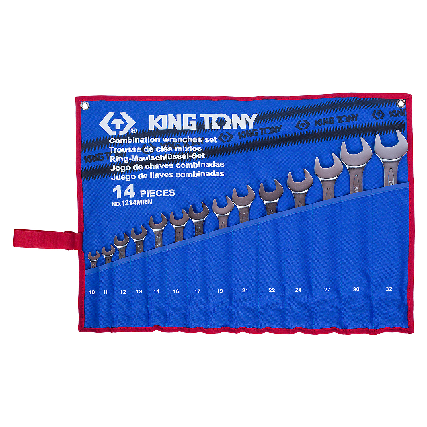 1214MRN01 KING TONY Набор комбинированных ключей, 10-32 мм, чехол из теторона, 14 предметов