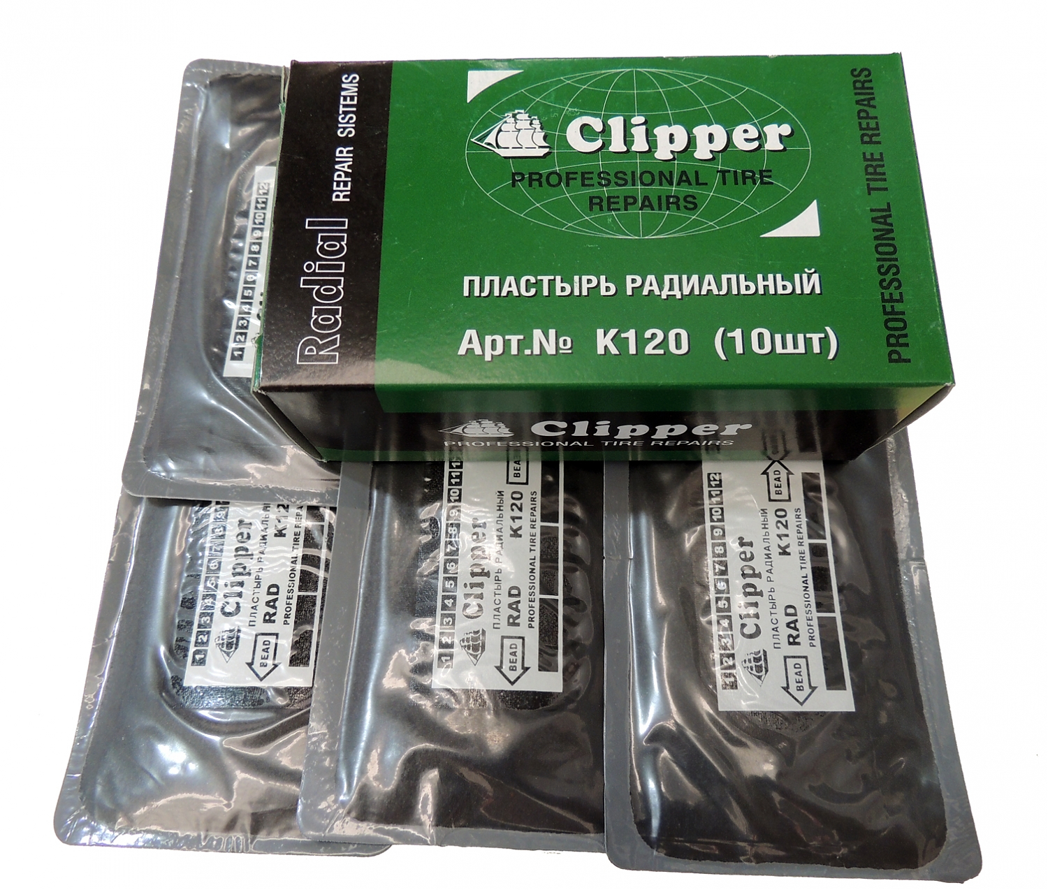 CLIPPER набор заплат K120 кордовые для боковых порезов 76*125мм (2 слоя корда) (10шт.)