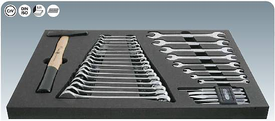 KS-Tools 8151120 Набор ключей накидных 6-22 мм, комбинированных 6-22 мм, молоток, выколотки