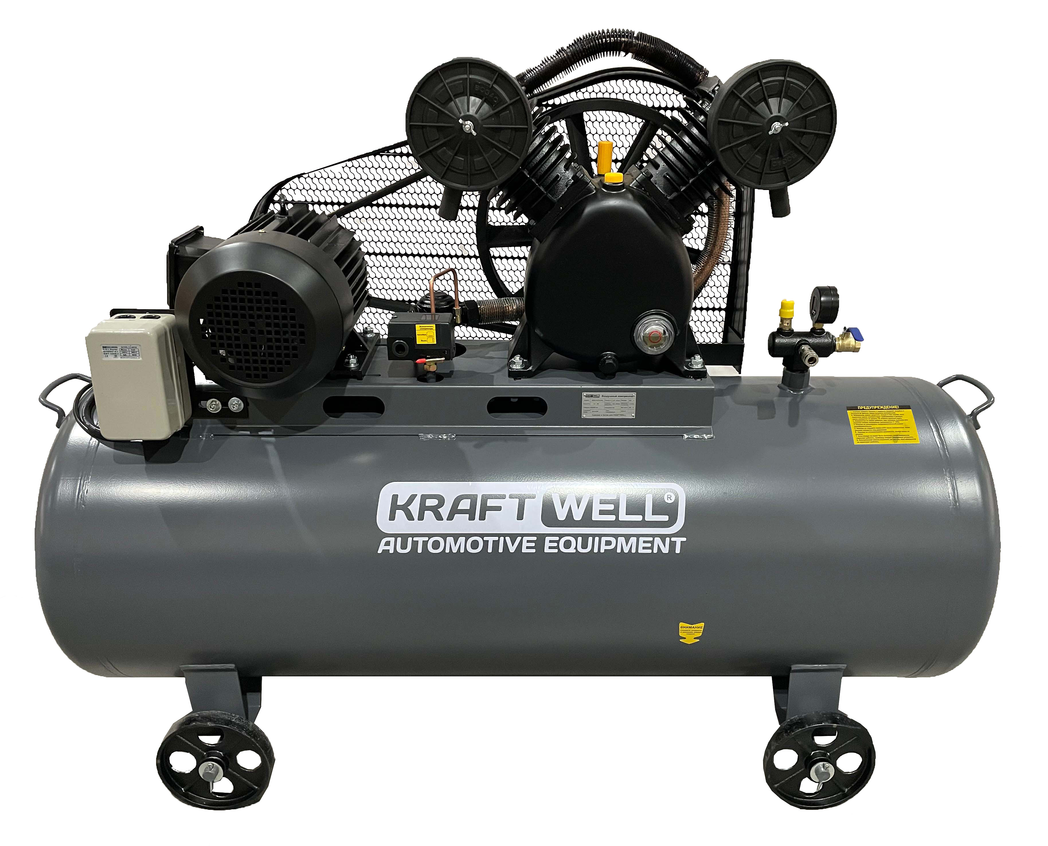 KraftWell KRW-AC670-300L Компрессор поршневой 670 л/мин, 10 бар, 300 л, 380В