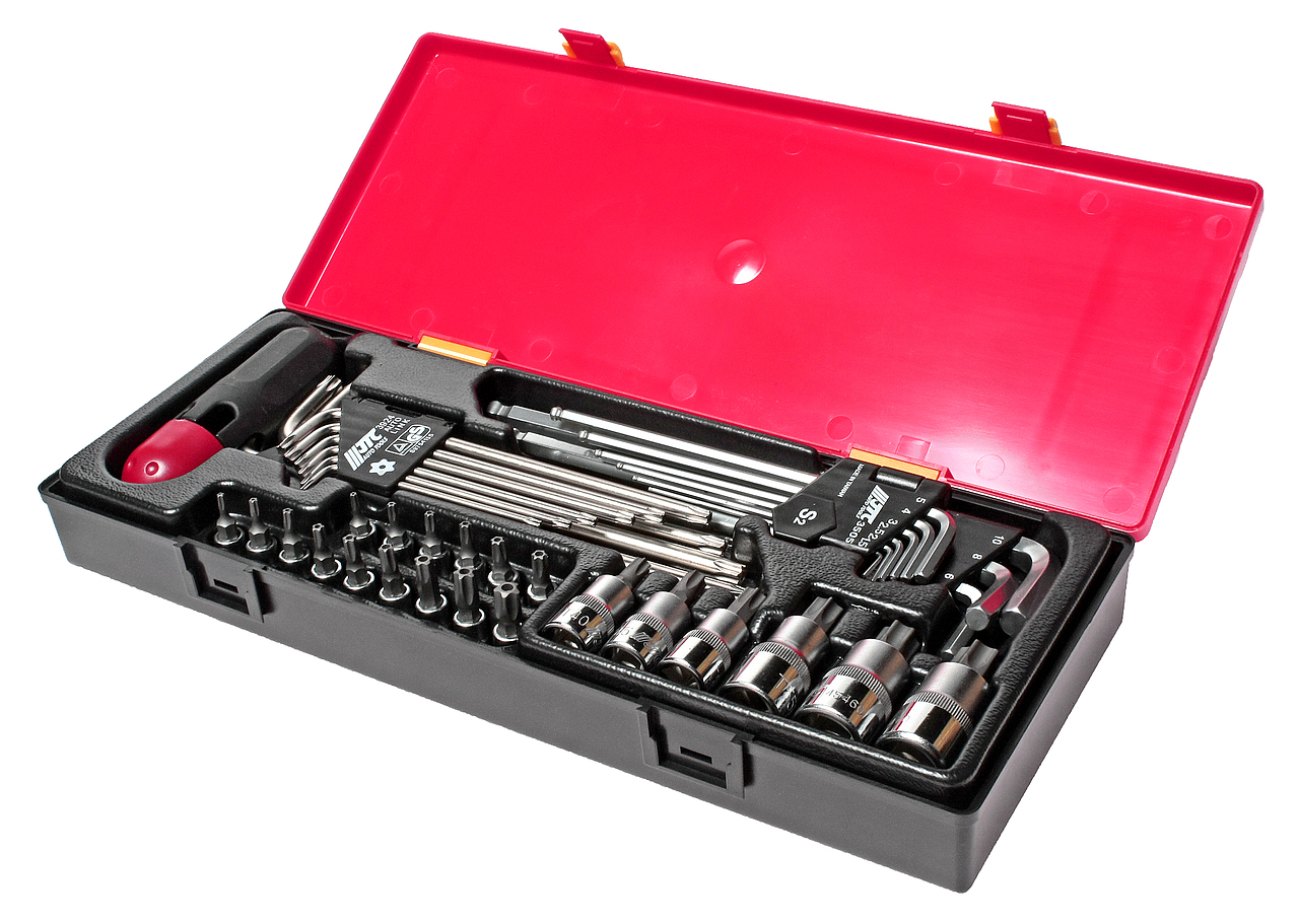 JTC-K1401 Набор инструментов 40 предметов TORX, HEX (ключи, головки) в кейсе JTC