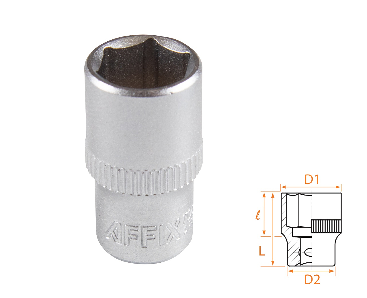 Головка торцевая стандартная шестигранная 1/4", 10 мм AFFIX AF00020010