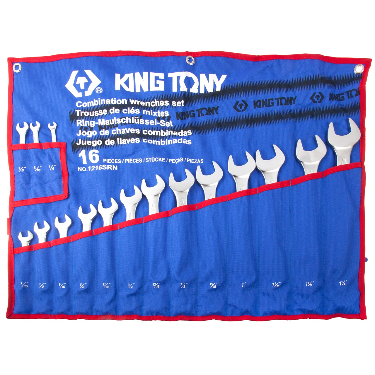 Набор комбинированных ключей, 1/4"-1&amp;1/4", 16 предметов KING TONY 1216SRN