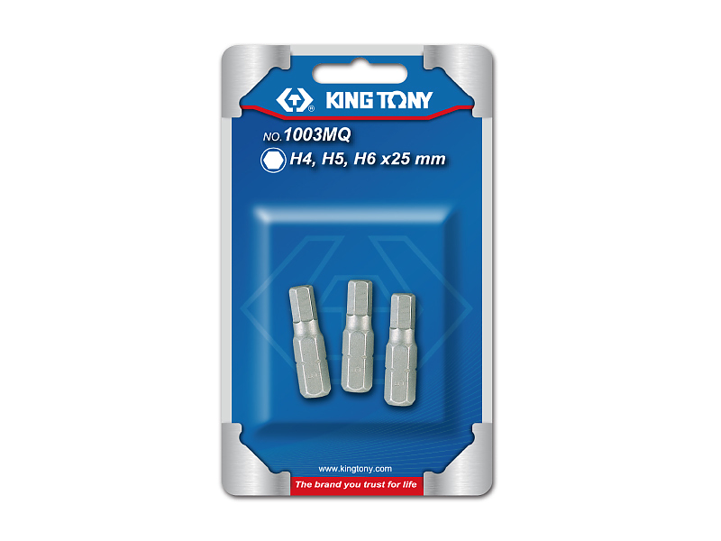 1003MQ KING TONY Набор вставок (бит) 1/4", HEX, 4, 5, 6 мм, 3 предмета