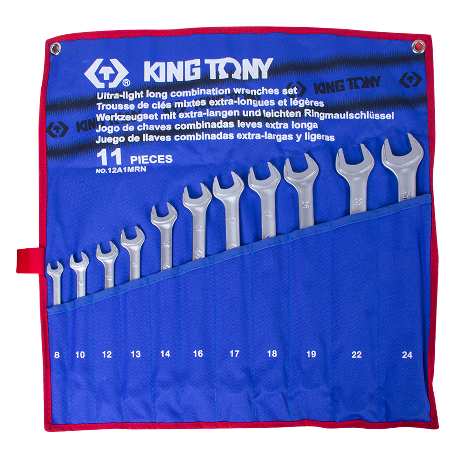 12A1MRN KING TONY Набор комбинированных удлиненных ключей, 8-24 мм, чехол из теторона, 11 предметов
