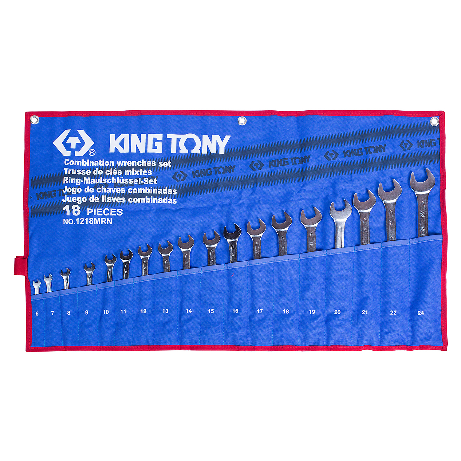 1218MRN KING TONY Набор комбинированных ключей, 6-24 мм чехол из теторона, 18 предметов