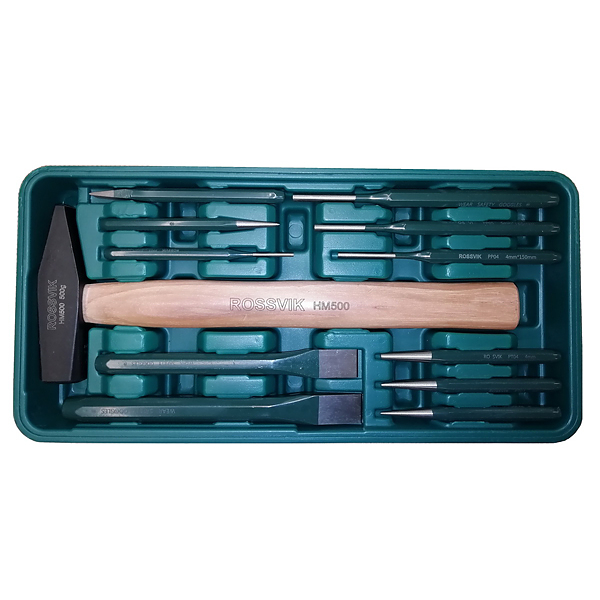 LST012 Набор инструмента ROSSVIK (молоток, зубила, выколотки), ложемент, 12 предметов