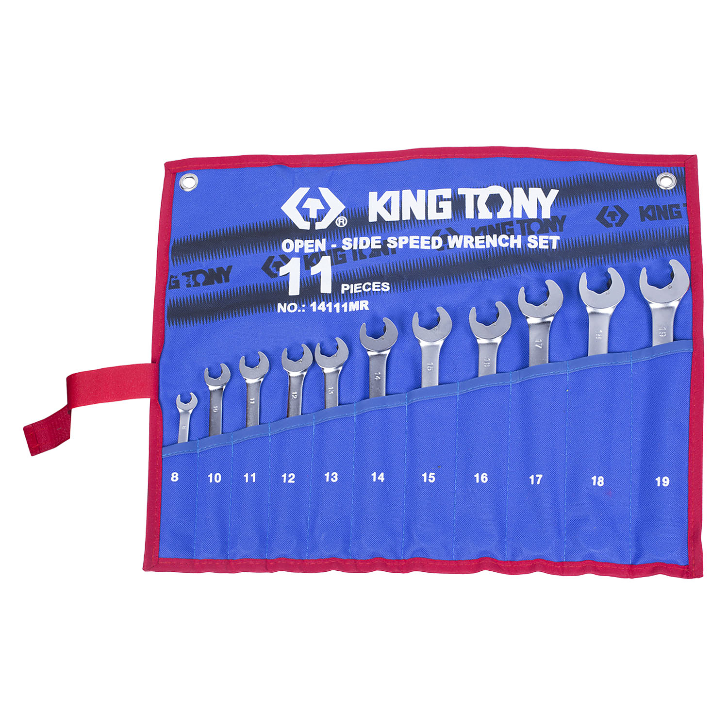 14111MRN KING TONY Набор комбинированных трещоточных ключей, 8-19 мм, чехол из теторона, 11 предметов