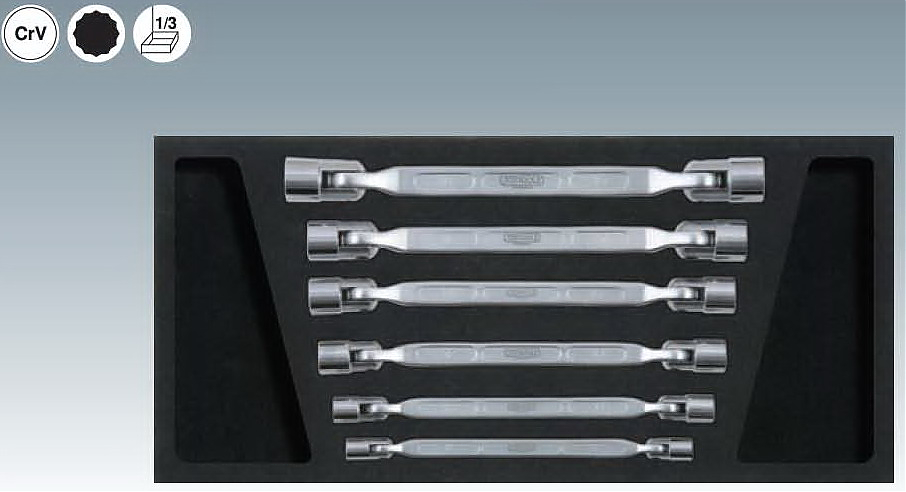 KS-Tools 5170312 Набор ключей с подвижными многогранными головками на концах